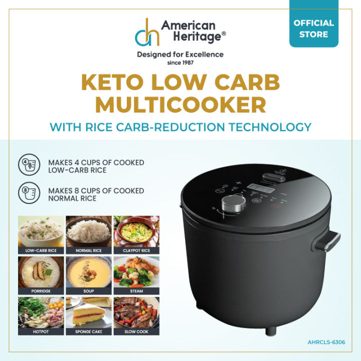 American Heritage Keto Low-Carb Multicooker with Rice Carb-Reduction  Technology AHRCLS-6306