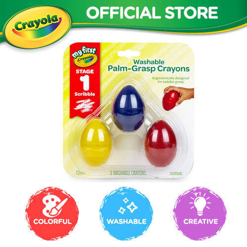 Crayola My First Crayola 3 Count Washable Palm Grip Crayon Coloring and