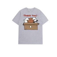 [มีสินค้า]We Bare Bears ขอบคุณกราฟิก เสื้อยืดแขนสั้นชายหญิงคู่เทรนด์สวมเสื้อผ้าหมี