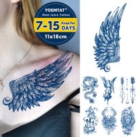 hot！【DT】۩♘  Semi-Permanent Temporary Stickers Feather Genipin Herbal Juice Lasting Ink Fake Arm Shoulder Waist Tatoo