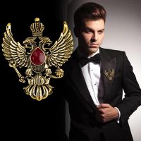 {EDDLYT} High-End Retro Wing หมุดโลหะและเข็มกลัด Vintage Double-Headed Eagle Badge เข็มกลัด Punk Crown ชุด Lapel Pin ผู้ชายอุปกรณ์เสริม