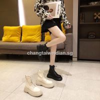 Heightening Martin Boots Women S New Black Fashion Boots Breathable Fried Street Short Boots Trend All-Match Single Boot