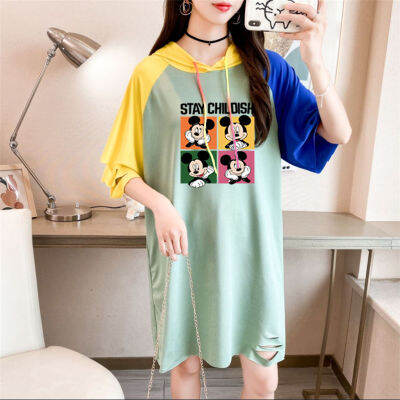 (พร้อมส่ง) Fashion Dress SHOP เสื้อยืด สไตล์เกาหลี" มิกกี้" เสื้อยือ ผู้หญิง พรัอมส่งรุ่นหลวมกางมี5สี ดำ/ขาว/ม่วง/เขียว/แดง