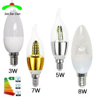 6Pcs E27 E12 B15 B22หลอดไฟ LED เทียน8W 5W 7W 3W Dimmable Edison สกรูโคมระย้าโคมไฟเย็นสีขาวอบอุ่นสีขาว