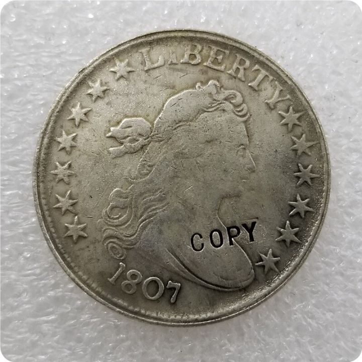 เหรียญสะสมเหรียญเหรียญเหรียญ1-2หน้าอกครึ่งดอลลาร์ดรอลลิดริกอินทรีเหรียญจำลองเหรียญสะสมเหรียญ1801-1807ประเทศสหรัฐอเมริกา