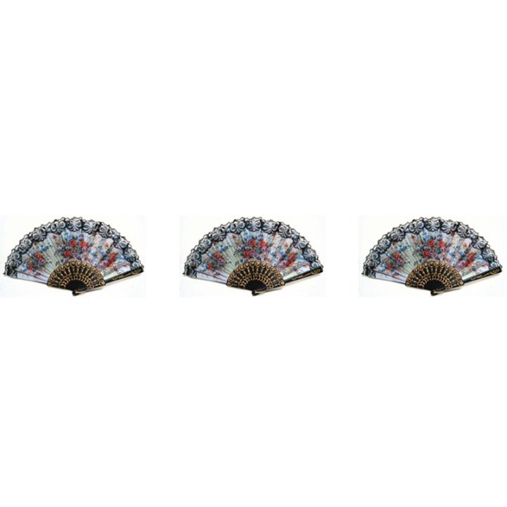 3X Spanish Style Hand Fan Decorative Design