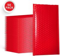 50PCS Bubble Envelope Lined Envelope Pearl Film Gift Envelope Book and Magazine Lined Envelope Self-Styl Red Mailer packag