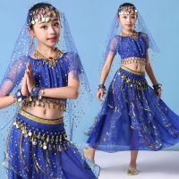 hot【DT】 Children Belly Costume Sequin Performance Kids Bollywood Dancing Clothing