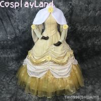 SHUAIYI Fantasia คอสเพลย์ da bela com มังงะ comprida vestido de princesa amarelo petticoat และ laço