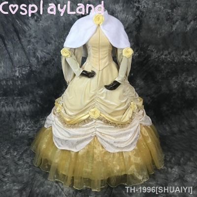 SHUAIYI Fantasia คอสเพลย์ da bela com มังงะ comprida vestido de princesa amarelo petticoat และ laço
