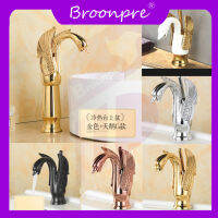 BROONPRE  Vintage Brushed Water Tap ทองแดงร้อนและเย็น Single Hole Mixer สีดำอ่างล้างหน้าอุปกรณ์สำหรับก๊อกน้ำในห้องน้ำซิงค์ห้องน้ำก๊อกน้ำ