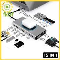 เครื่องอ่านการ์ดชาร์จ PD อะแดปเตอร์อีเทอร์เน็ต FK5F RJ45 4K HDMI VGA ชาร์จไร้สายแท่นวางมือถือฮับ Type-C USB