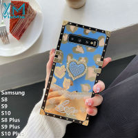 YiaMia สินค้าใหม่สแควร์สำหรับ Samsung Galaxy S8 S9 S10 S8 Plus S9 Plus S10 Plus Luxury Square เคสโทรศัพท์ TPU Love ฝาครอบโทรศัพท์กับ Love ผู้ถือแหวน