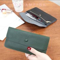 100% Genuine Leather Women Long Wallet Luxury Solid Money Slim Clutch Bag For Ladies Fashion Cowhide ID Credit Card Holder Purse