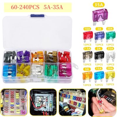 60/120/180pcs Auto Car Styling Cars Truck Mini Fuse Mixed Set Kit Safety Assortment Mini Truck Blade Fuse Replacement LED Strip Lighting