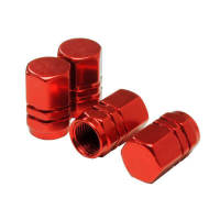 จุกวาล์วยางอลูมิเนียม 4 ชิ้น สีเงิน  Aluminum Tire Valve Cap 4pcs Set Red