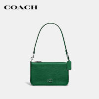 COACH กระเป๋าถือผู้ชายรุ่น Pouch Bag With Signature Canvas Interior สีเขียว CJ797 TV4