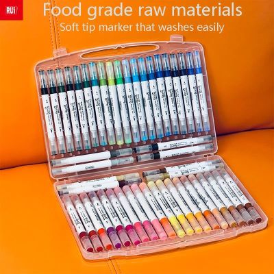 hot！【DT】 12-24 Colors Markers Set Washable Headed Sketching Children Watercolor Non-toxic Environmental Supplies