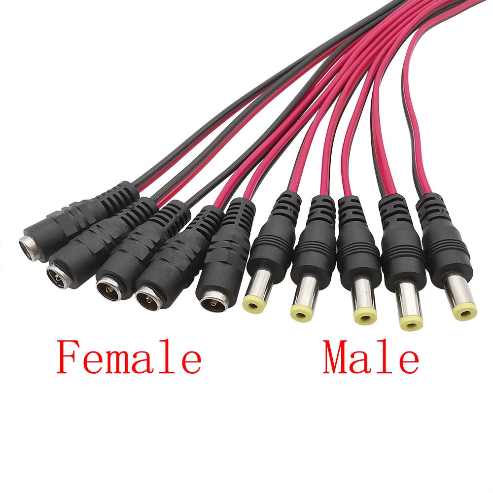 2.1mm DC Power Cable Plug Jack Female Male Lead 25cm 12V CCTV Camera LED 