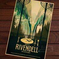 Rivendell กรอบผ้าใบวาดภาพคราฟท์ตกแต่งโปสเตอร์ติดผนังทำเองสไตล์วินเทจของขวัญตกแต่งบาร์ที่บ้านที่ละเอียดอ่อน