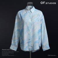 2023 abstract printed shirt female easing trend hang down feeling lazy wind chic fashion long-sleeved shirt 1434