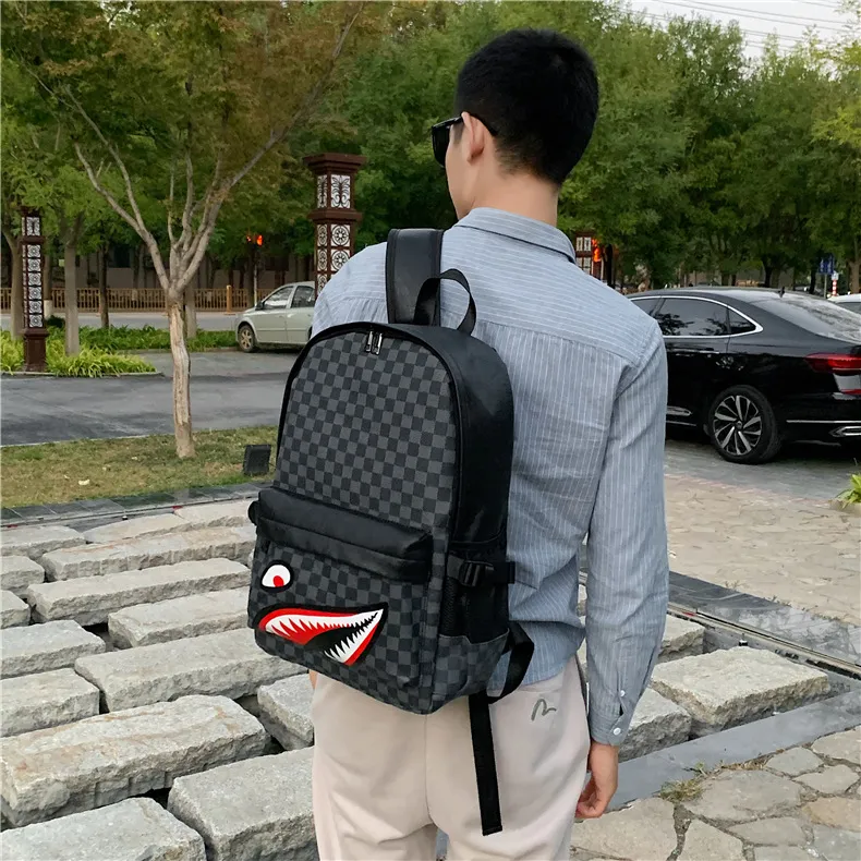 European And American Fashion Plaid Travel Backpack Computer Bag