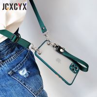 Crossbody Necklace Lanyard Matte Transparent Silicone Soft Case For iPhone 14 13 12 11 Pro Max XS XR X 8 7 Plus 6 S SE 3 Cover