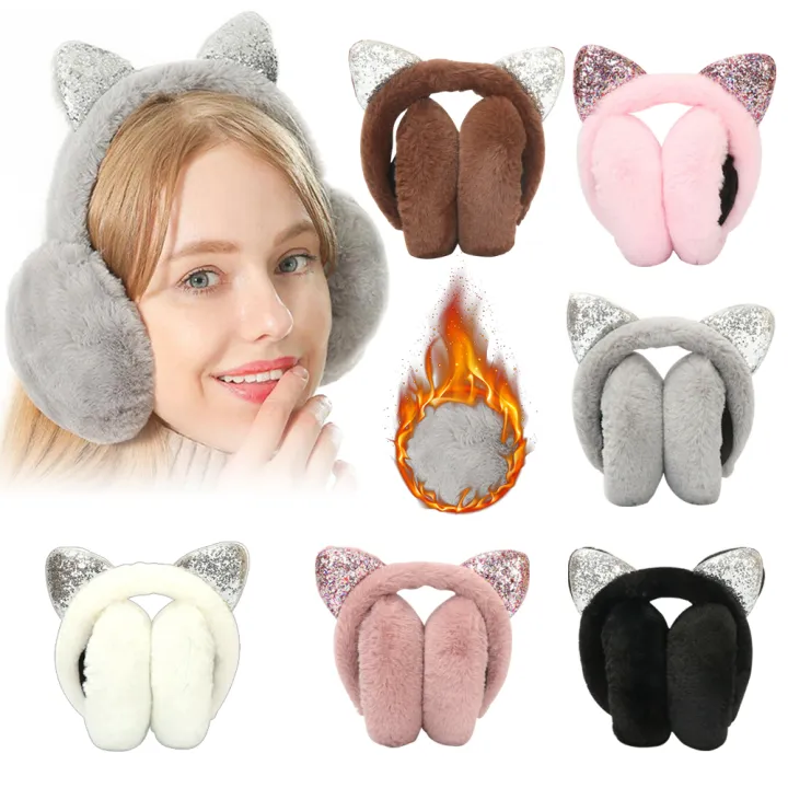 Women Kid Ear Muffs Lovely Earmuffs Cute Cat Ear Winter Headband Ear