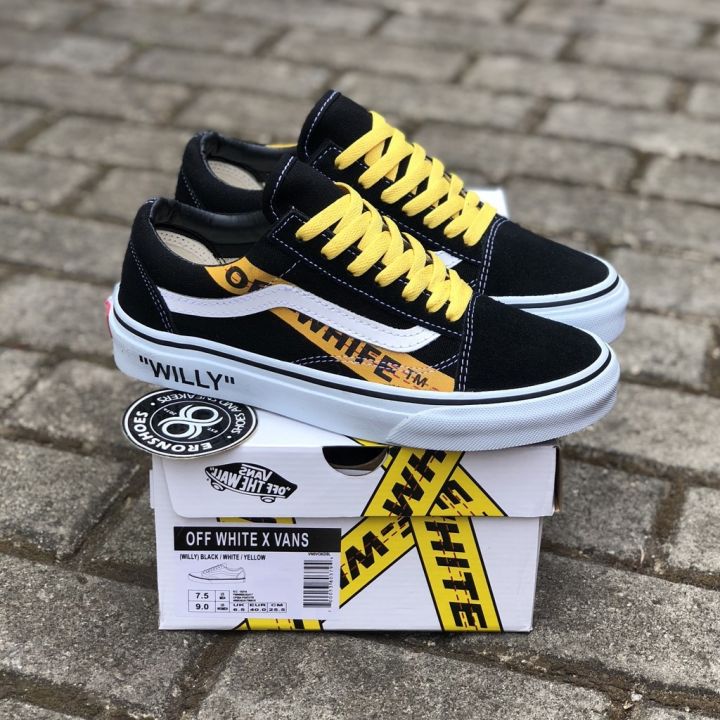 HITAM Oldskool VANS Shoes OFF White WILLY Black White Yellow Black Yellow Discount!Old skoll vans Shoes off white | Lazada PH