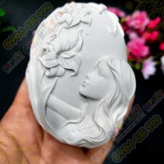 Plus size m elliptical flower embossing painting, gypsum statue without - ảnh sản phẩm 1