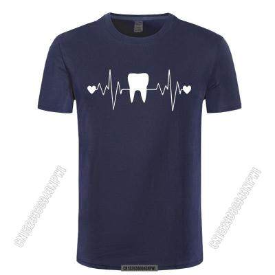 Funny Tooth Teeth Dentist Heartbeat T-Shirt Men Cotton Stylish Chic T Shirt Hip Hop Tees Tops Harajuku Streetwear Fitness