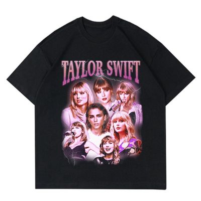 เสื้อยืดแขนสั้นคอกลมเสื้อยืด พิมพ์ลาย Taylor SWIFT VINTAGE RAPTEE | เสื้อยืด TAYLOR SWIFT RAP สีดําCotton 100%   HOT S-5XL