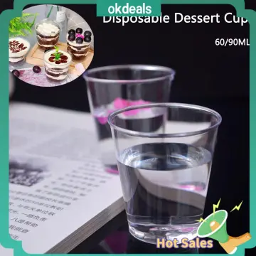 30/50x Round Plastic Transparent Disposable Dessert Cups Reusable