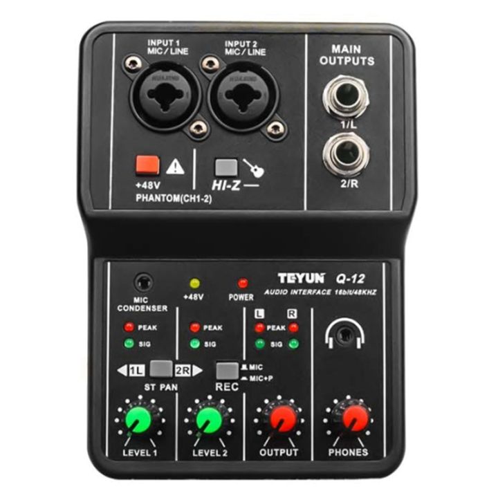 teyun-q-12-sound-card-audio-mixer-sound-board-console-desk-system-interface-4-channel-48v-power-stereo-computer-sound-card