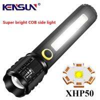 sell well feytu308 - / ไฟฉายแบบชาร์จไฟขนาดเล็ก XHP50 LED Super Bright COB โคมไฟในตัว18650แบตเตอรี่120เมตรระยะแสงสำหรับกลางแจ้ง