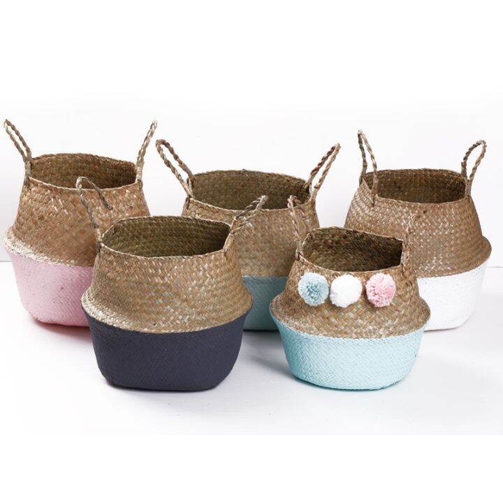 woven-basket-rattan-hanging-pot-dirty-hamper-storage-holder-organizer