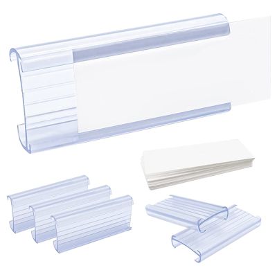 Wire Shelf Label Holders, 30 Pack Plastic Wire Shelf Label Clips with Label Paper Removable Wire Rack Label Holder