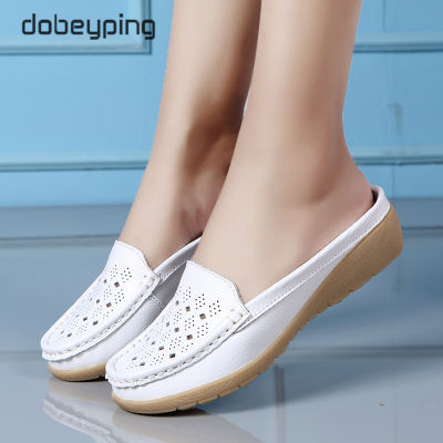dobeyping Cut-Outs Summer Woman Shoes Genuine Leather Women Flats Hollow Womens Loafers Soft Mother Moccasin Shoe Size 35-41