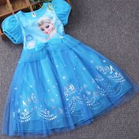 Princess Summer Girl Performance Dresses Frozen Cotton Mesh Dress Elsa Anna Tutu Dress Childrens Clothing Girl Ball Gown  by Hs2023