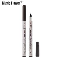 Music Flower 3 Colors Eyebrow Tattoo Pen Waterproof Fork Tip Eyebrow Pencil Microblading Long Lasting Makeup Pen 4 Head TSLM2