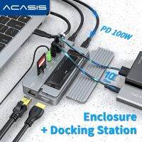 Acasis USB 3.1 Hub 10 Ports TypeC Dock Station RJ45 HDMI-Compatible TFSD Card with M.2 NVMESATA SSD Enclosure Type-C Splitter