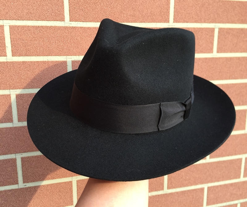 Men's Wool Felt Godfather Fedora Trilby Hat Gangster Mobster Hat Classic Navy 