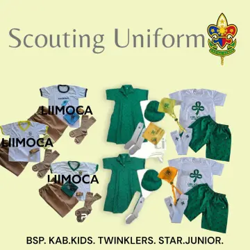 Green White And Yellow Unisex Kids Scout Uniform, For School, Size