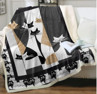 Cute Cat Blanket Kawaii Flannel Throw Blanket for Cat Lovers Kids Adults Gifts All Season