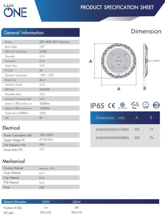 lux-one-โคมไฟไฮเบย์-100w-200w-led-รุ่น-falcon-โคมไฟ-high-bay-โคมไฮเบย์-ไฮเบย์-highbay-luxone