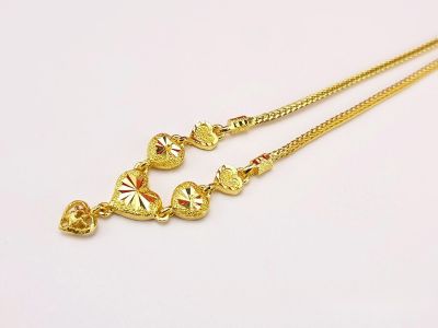 apata jewelry สร้อยระย้าสี่เสาหัวใจเรียง 2สลึง 20นิ้ว สร้อยทองเหลืองชุบทองแท้96.5% ทองชุบ ชุบทองแท้ เศษทองแท้ บล็อคเยาวราช ชุบทองแท้ไม่ลอกไม่ดำ