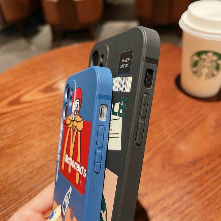 เคสi6sพลัส-เคส-iphone11-case-เคสfor-iphone-14-13-12-11-pro-max-xs-7p-8plus-สตาร์บัคส์-แมคโดนัลด์-แถบข้าง-เคสไอโฟน-ซิลิโคนนิ่มขอบตรง-เคสไอโฟน11-12promax-เคสไอโฟน7พลัส-เคสไอโฟน14promax