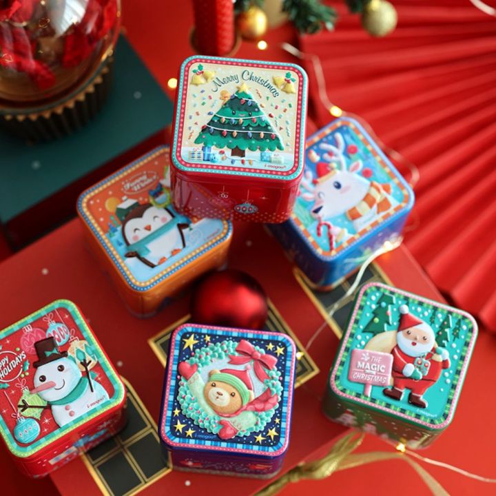 กล่องกล่องเก็บของสังกะสีคุกกี้การ์ตูนสำหรับอบการตกแต่งคริสต์มาสน่ารัก-okdeals-กล่องของขวัญคริสต์มาสบิสกิต