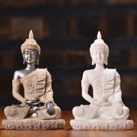 Nature Sandstone India Buddha Statue Thailand Fengshui Sitting Buddha Sculpture Ornament Meditation Miniature Figurine HomeDecor