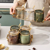 Creative Striped Seasoning Jar Acrylic Set Salt Sugar Jar Gilded Kitchen Supplies Soy Sauce Vinegar Pepper Storage Bottle